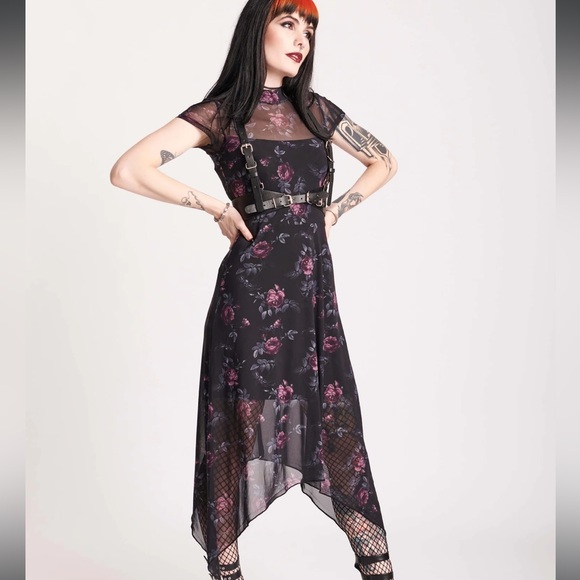 Floral Mesh Midi Dress - Picture 2 of 7